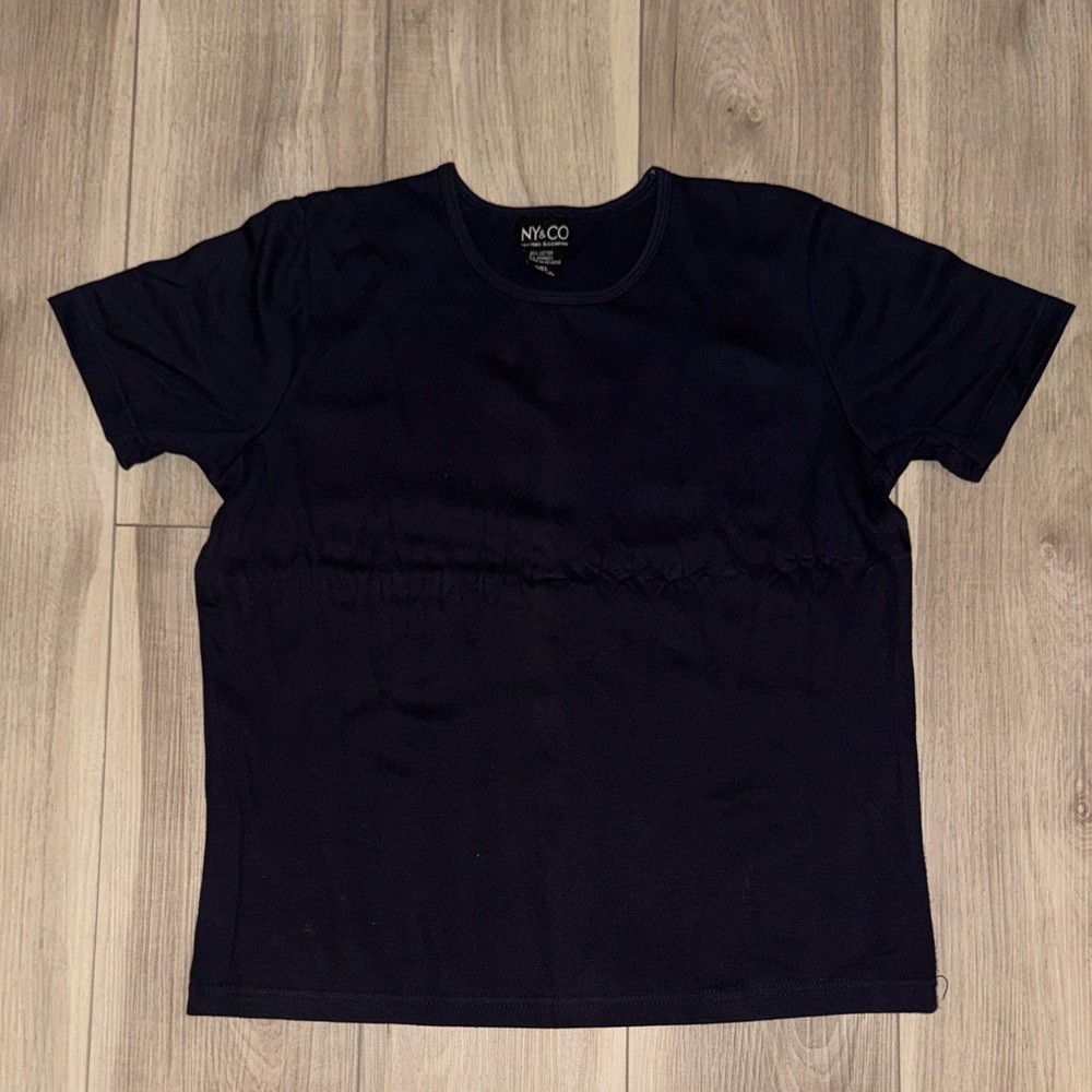 New York & Company Women Basic Navy Blue Top